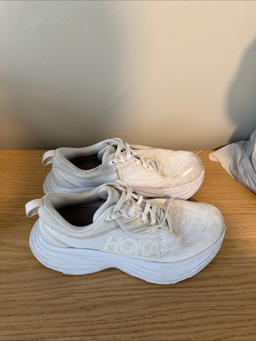 Hoka Women's White Bondi 8 Sneakers - Picture 2 of 6